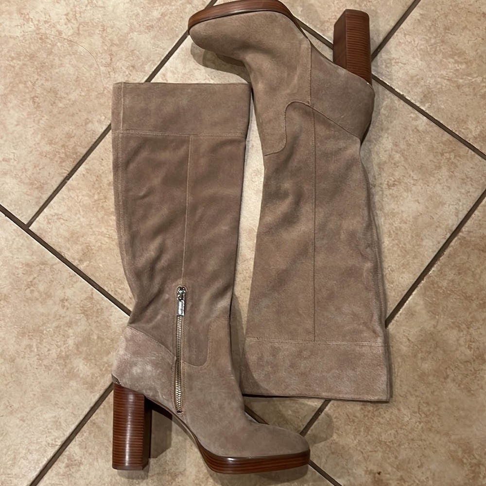 Michael Kors beige suede knee high boots size 9